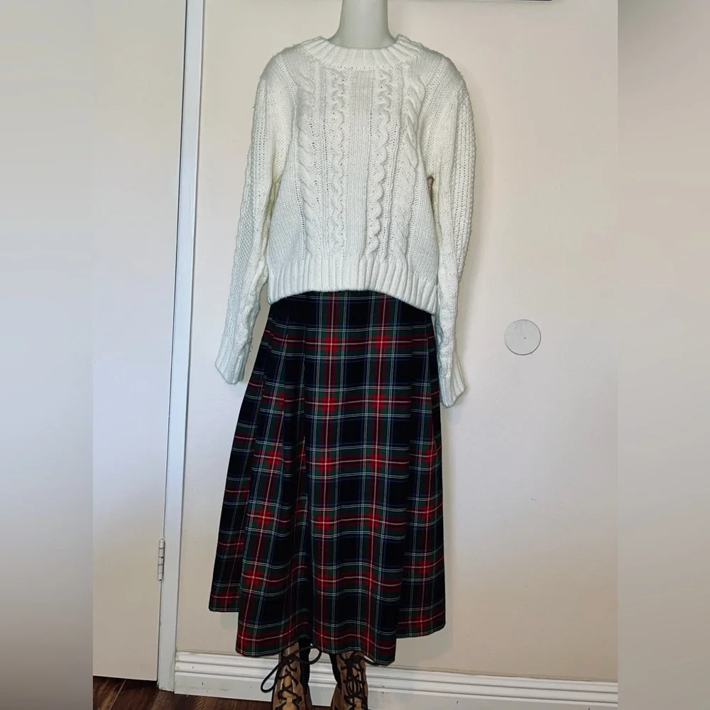 Vintage Pendleton Tartan Plaid Pleated Maxi Skirt - Picture 2 of 8